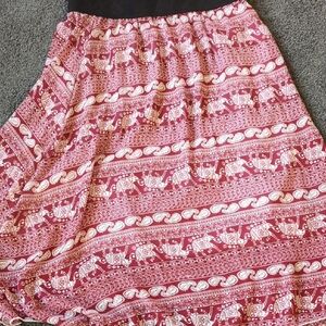 Lularoe Lola Red and White Elephant Print Women's Skirt Size M